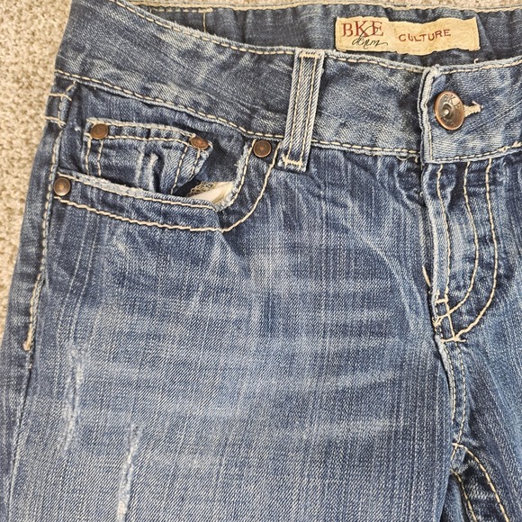 BKE Jeans Womens 27 Blue Culture Crop Capri Mid Rise Distressed Denim A6 - Picture 2 of 16
